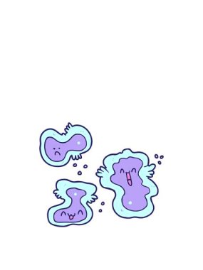 Çizgi film hücre tasarımının zıplama hareketi animasyonu