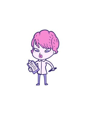 Çizgi film karakteri kadının satış animasyonu