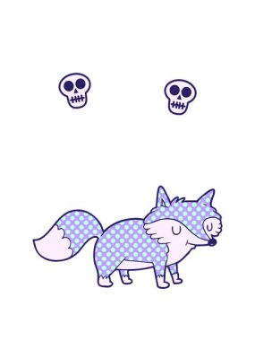 bir tilki çizgi filminin kafatası animasyonu