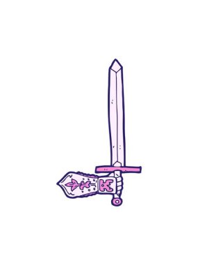 Kılıç ve el karikatürünün dönen hareketi