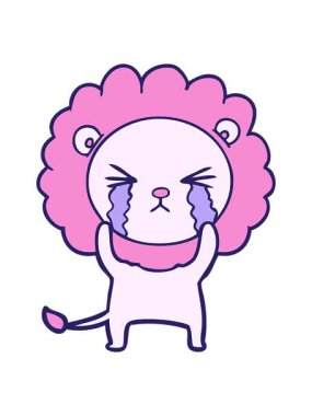 Karikatür ağlayan aslanın hareketli animasyonu