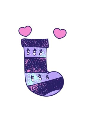 Karikatür karalamalarının dönen kalp animasyonu Noel çorapları