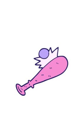 Elle çizilmiş çizgi film tarzı beyzbol sopasının animasyonunu genişletiyorum.