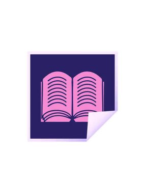 Açık bir kitabın kare soyulmuş çıkartma çizgi filminin gösterişli satış animasyonu