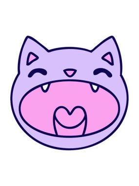 Bir kedinin esnemesinin neon ışık efekti animasyonu ya da belki de yüksek sesle miyavlayan