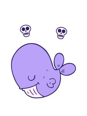 Çizgi film animasyonunun dönen kafatası animasyonu balinanın şirin çizimleri