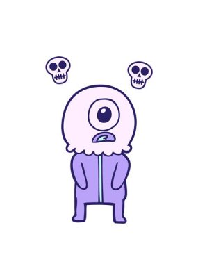 Bir Tepegöz uzaylı uzay adamının kafatası animasyonu.