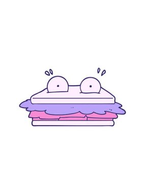 Sandviç çizgi film karakteri karalamalarının dönen hareket animasyonu