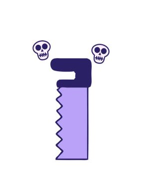 el çizimi bir metal testerenin karikatür karalaması.