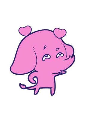 Hatırlayan bir filin karikatürünün dönen kalpleri.