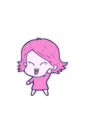 Mutlu çizgi film kızı çiziminin zıplama hareketi animasyonu