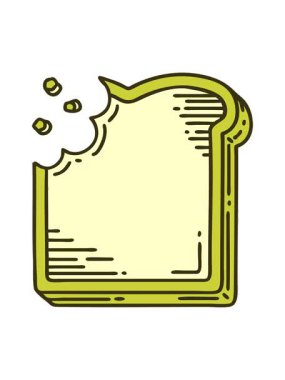 Isırılmış bir ekmek diliminin ikonik dövme tarzının renk değişimi