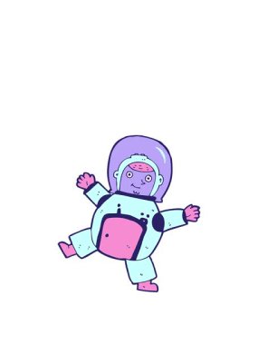 astronot çizgi filminin animasyonunu genişletiyorum.