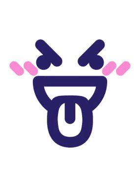 Kötü yüz simgesinin dili dışarı çıkaran bir canlandırma efekti