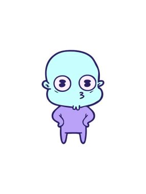 Garip kel uzay adamının gösterişli satış animasyonu