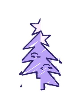 Noel Ağacı Tebeşir İllüstrasyonunun bölünen animasyonu