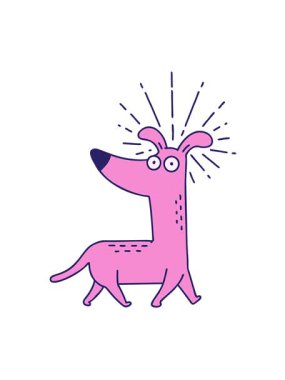 Geleneksel dövme stilini gösteren hareketli animasyon. Şaşırmış köpek.