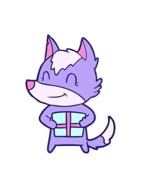 Dost canlısı bir karikatür kurdunun titreyen hareketi