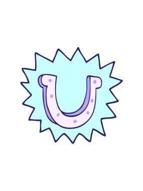 Dikkat çekici çizgi film animasyonu karalama çılgın şanslı at nalı sembolü