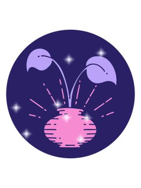 Dövme stili bir ev bitkisinin vazodaki simgesinin simge etkisi