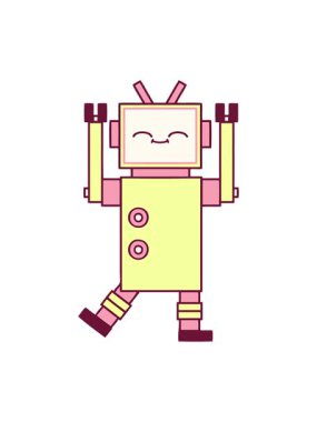 parlak renkli şirin robot çizgi filminin animasyonunu bob ve duraklat