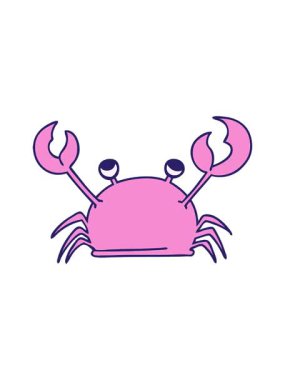 Dönen hareketli el animasyonu çizilmiş tuhaf çizgi film mutlu yengeç