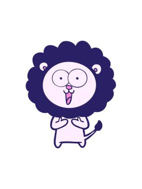 Mutlu çizgi film kahramanı şirin aslanın hareketli animasyonu