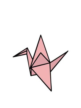 Japon katlanmış kağıt origami vinç animasyonunu genişletiyorum.