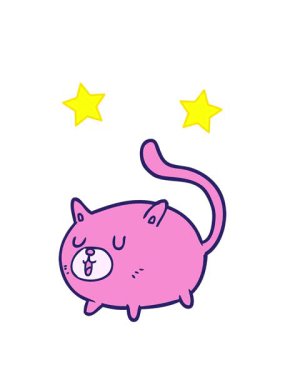 dönen yıldızlar çizgi film kahramanı mutlu bir kedinin animasyonu