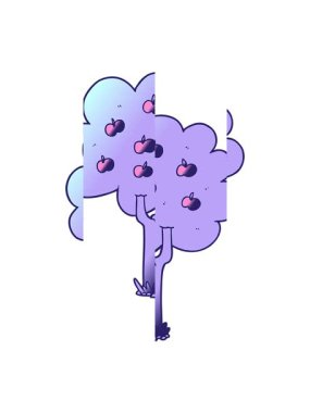 Çizgi film elma ağacı çiziminin bölünen hareketi