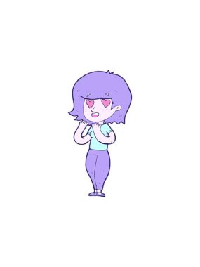 Karikatürist bir kadının aşk animasyonu.