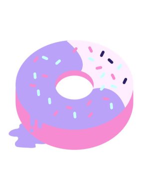 Lezzetli bir buzlu çöreğin düz renk çiziminin basınçlı canlandırması