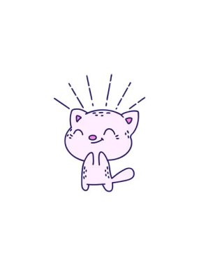 Dövme stili mutlu kedinin gösterişli satış animasyonu