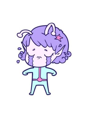 Ağlayan yabancı bir kızın çizgi filminin ışık efekti.