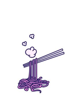 Japon yemek çubuklarının sıcak erişteleri kaldırma animasyonunu genişletiyorum.