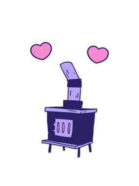 dönen kalp animasyonu el çizimi bir ev fırınının karikatürü.