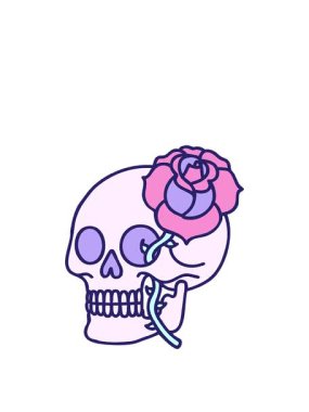 Bir kafatası ve gülün animasyonu