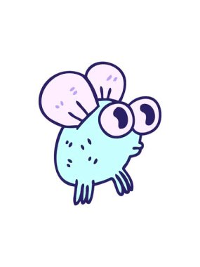 Garip karikatür sineğinin dönen hareket animasyonu