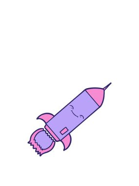 Çizgi film roketinin zıplama hareketi animasyonu