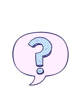 Soru işareti ve konuşma baloncuğunun yanıp sönen radyal çizgileri