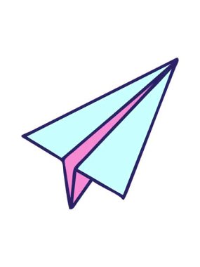 Kağıttan bir uçağın tatlı çizgi filminin titreyen hareketli animasyonu