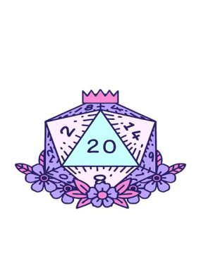 doğal 20 D20 zarının hareketli animasyonu çiçek elementleriyle yuvarlanıyor