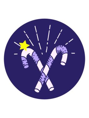 Parlayan yıldızlar dövme stili baston şeker ikonunun animasyonunu etkiler.