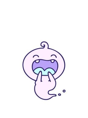 Tatlı bir cadılar bayramı hayaletinin gülüşünün animasyonunu sergiliyorum.