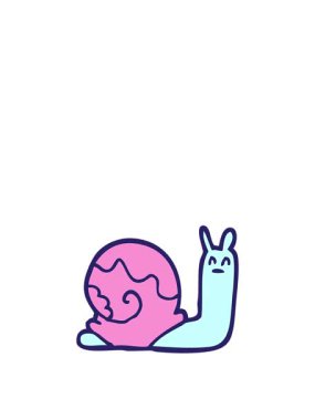 Çizgi film karalama salyangozunun zıplama hareketi