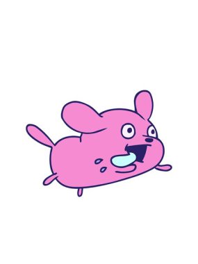 El yazısıyla çizilmiş sevimli kawaii köpek çizgi filminin yanıp sönen radyal çizgileri.