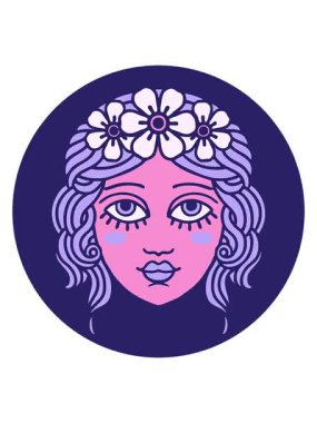 bob ve duraklat dövme stili çizin çiçek tacıyla çizimi