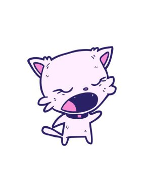 Tatlı çizgi film kedisinin konuşmasının yıldız patlaması etkisi animasyonu