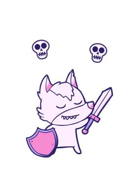 Dost canlısı kurt tasarımının kafatası animasyonu