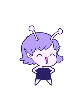 Uzaylı kızın gülüşünü gösteren çizgi film.